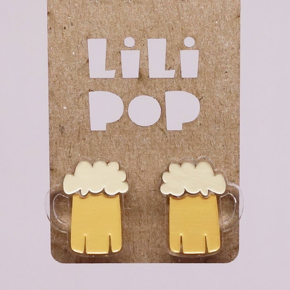 Ohrstecker Lili0664 Blondes Bier-Bernstein-stout Aus Wiedergewonnenem Kunststoff Lilipop von CreationsLilipop