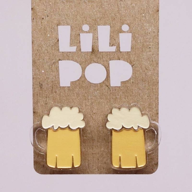 Ohrstecker Lili0664 Blondes Bier-Bernstein-stout Aus Wiedergewonnenem Kunststoff Lilipop von CreationsLilipop