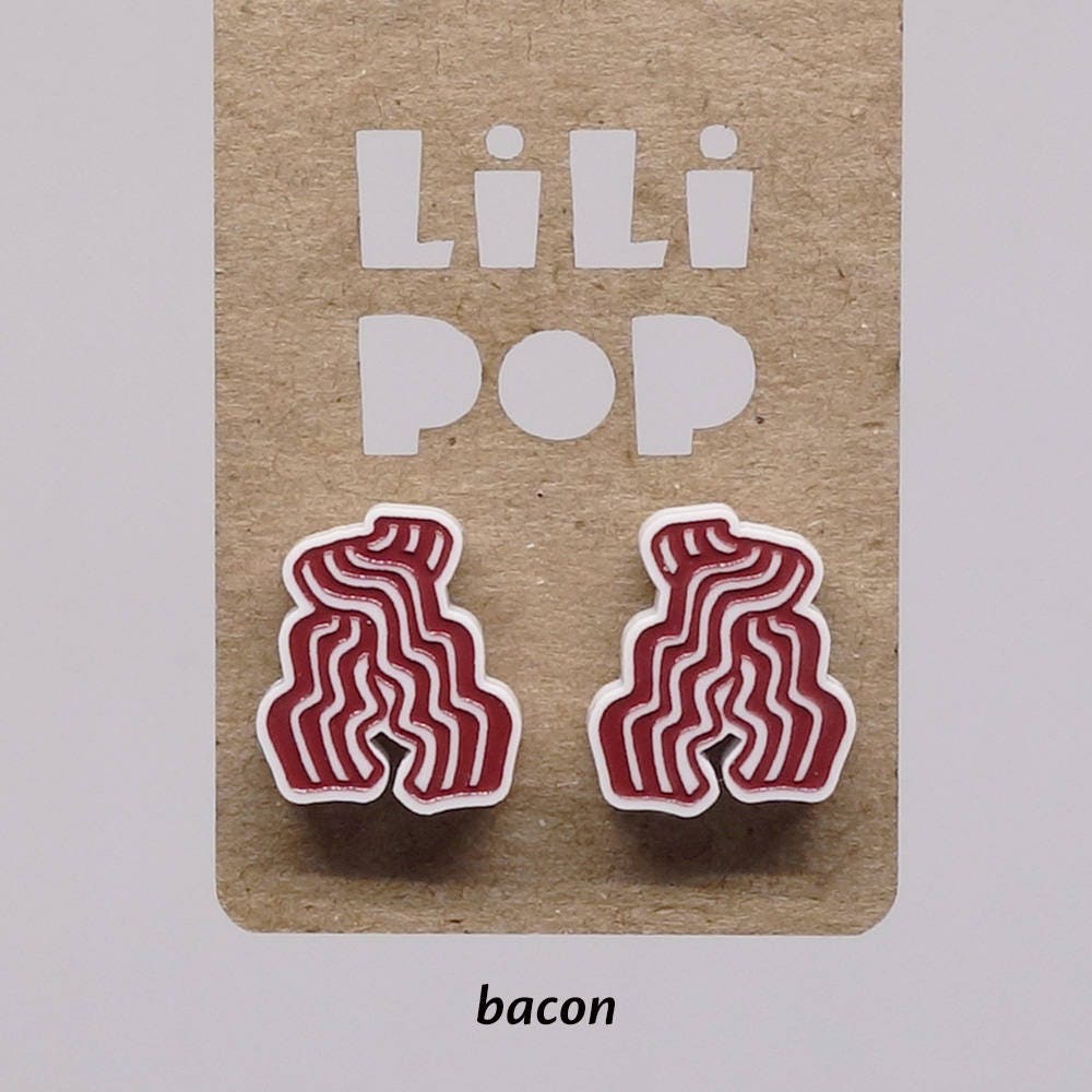 Ohrstecker Lili0718 Eier Speck Mittagessen Wiedergewonnener Kunststoff Lilipop von CreationsLilipop