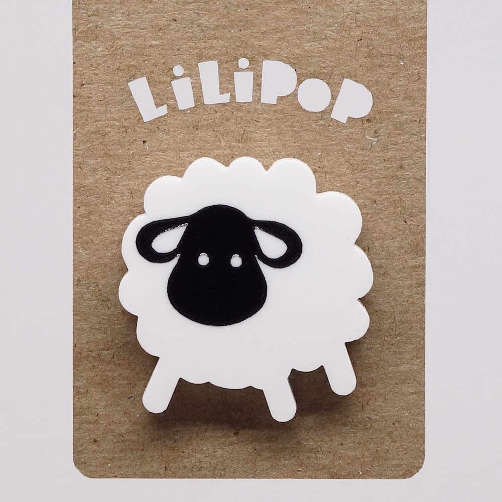 Pin Lili0396 Schaf Schwarz Weiß Aus Wiedergewonnenem Laser-Lilipop Kunststoff von CreationsLilipop