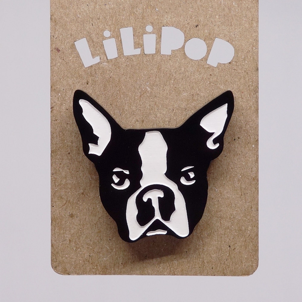 stecknadel Lili0379 Boston Terrier Kunststoff Schwarz Zurückgewonnen Laser Lilipop von CreationsLilipop