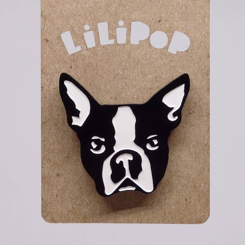 stecknadel Lili0379 Boston Terrier Kunststoff Schwarz Zurückgewonnen Laser Lilipop von CreationsLilipop