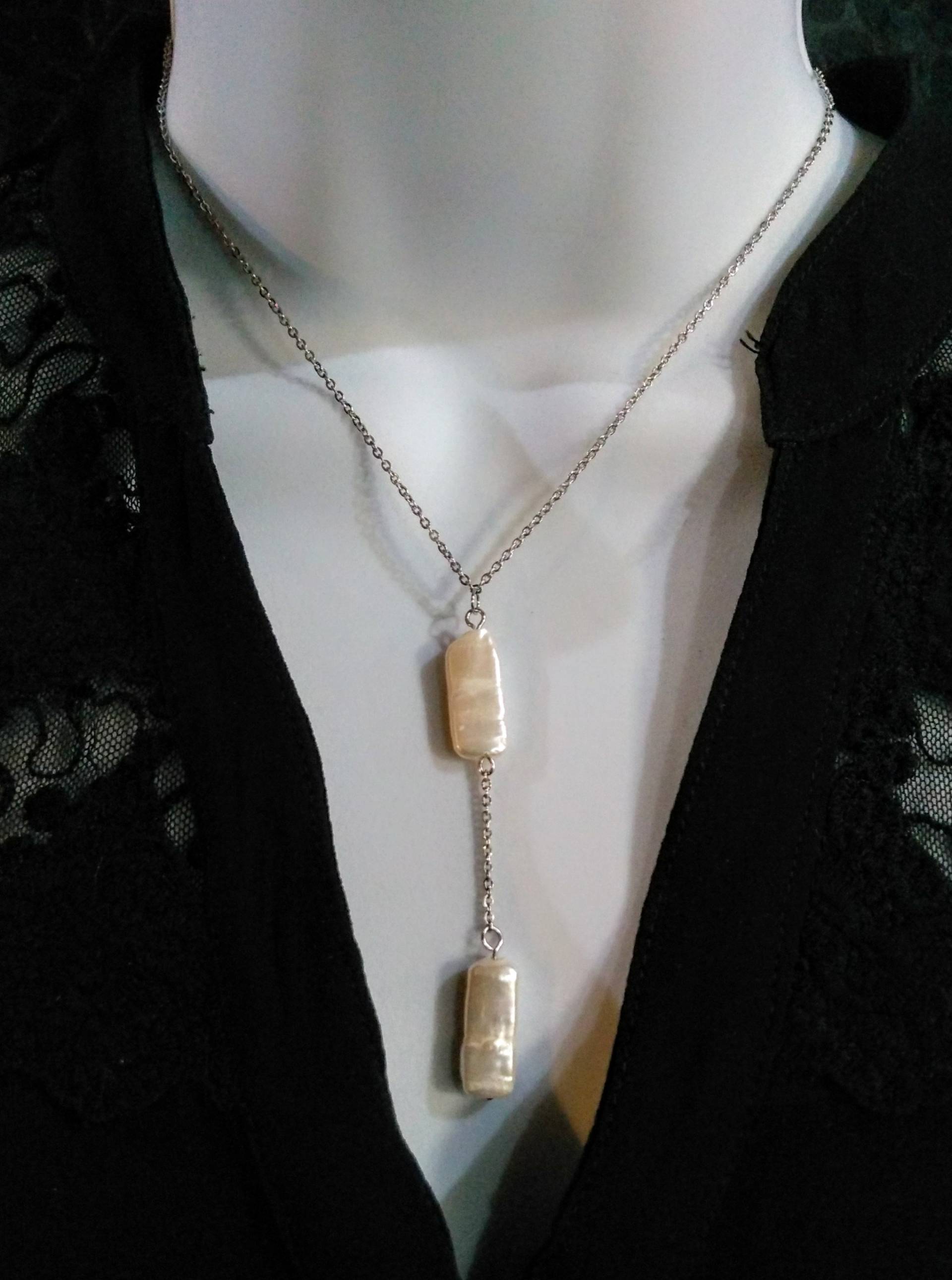 Kette Aus Rostfreiem Stahl Und Biwa-Perle Kette Aus Rostfreiem Stahl Und Biwa-Perle von CreationsSoperle