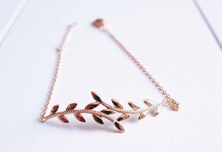 750 Vergoldetes Lorbeerzweig-Armband Für Damen - Goldene Blatt- Oder Ährenkette Aus 18 Karat Feingold 750 Vergoldetes Lorbeerzweig-Armband Für Damen - Goldene Blatt- Oder Ährenkette Aus 18 Karat Feingold von CreationsbyAnais