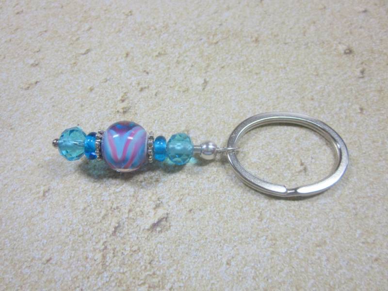 Schlüsselanhänger, Silber, Glas Perlen, Artisan Lampwork Glas, Handarbeit, Einzigartig, Custom, Ooak, Srajd von CreationsbyCynthia1