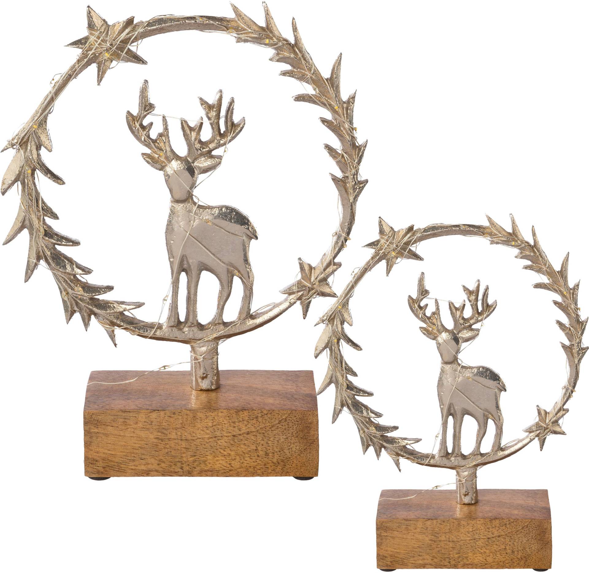 Creativ deco Dekofigur "LUMEN, Deko-Objekt Kranz mit Hirsch" Weihnachtsdeko, Batteriebetrieb von Creativ Deco