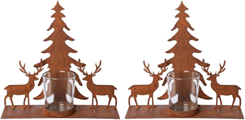 Creativ deco Teelichthalter "Weihnachtsdeko", (2 St.), Oberfläche in Rost-Optik von Creativ Deco