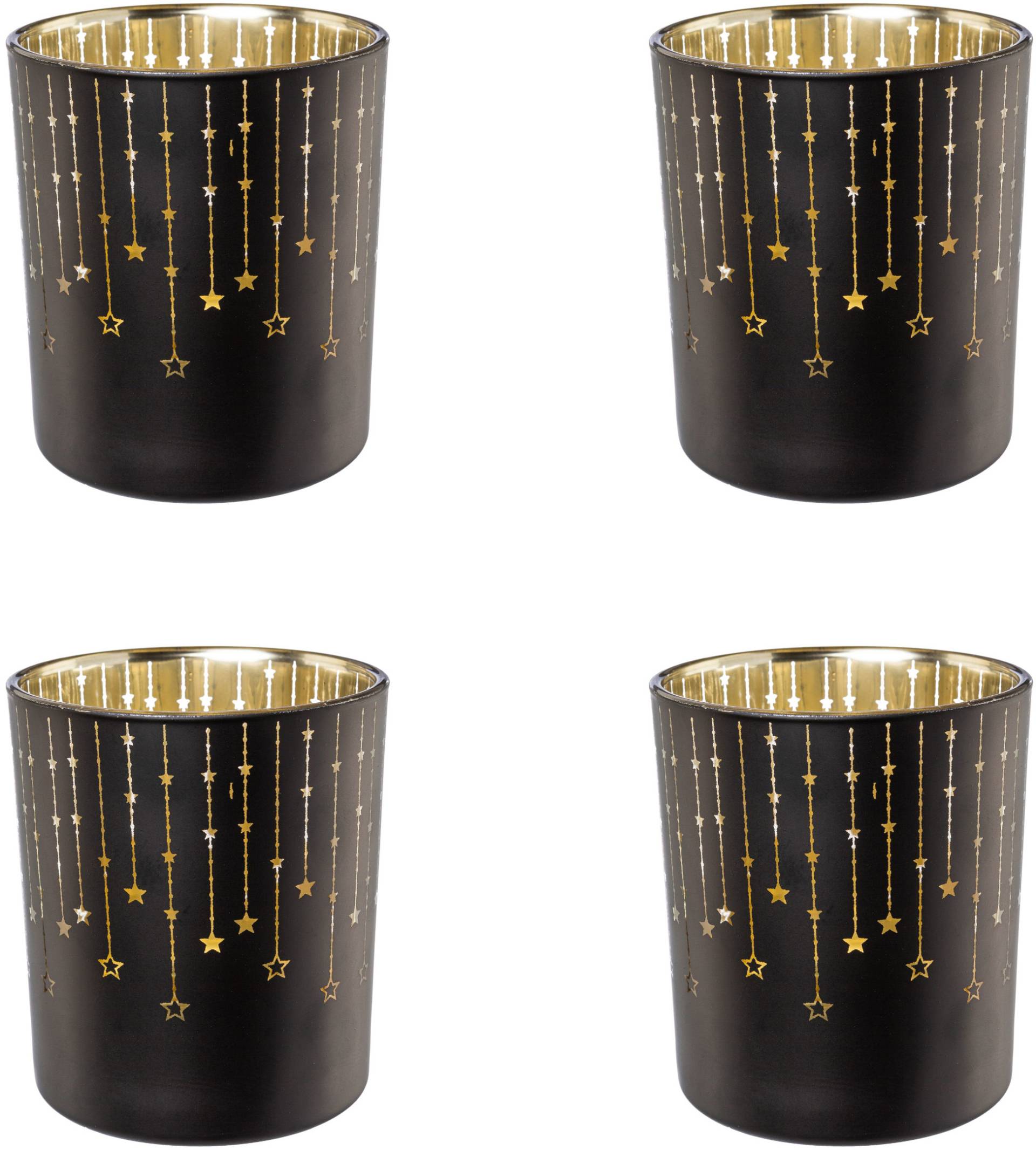 Creativ deco Teelichthalter "Weihnachtsdeko", (4 St.), mit goldfarbener Innenseite von Creativ Deco