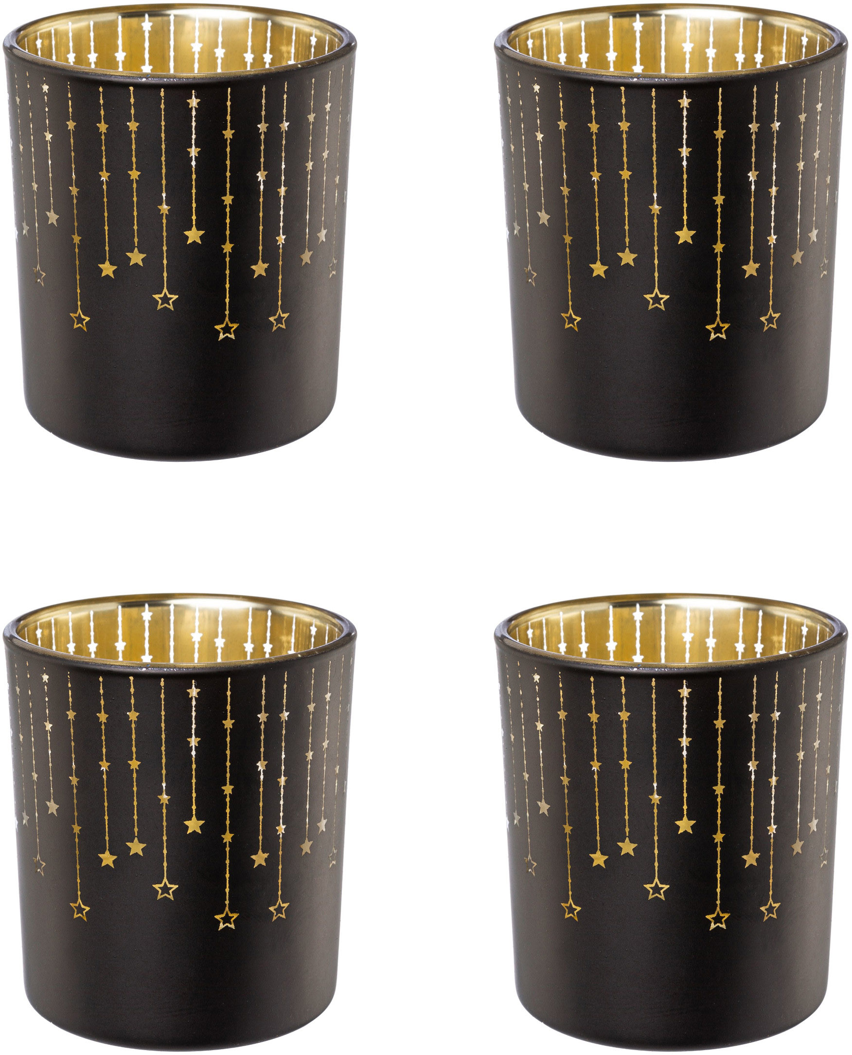 Creativ deco Teelichthalter "Weihnachtsdeko", (4 St.), mit goldfarbener Innenseite von Creativ Deco