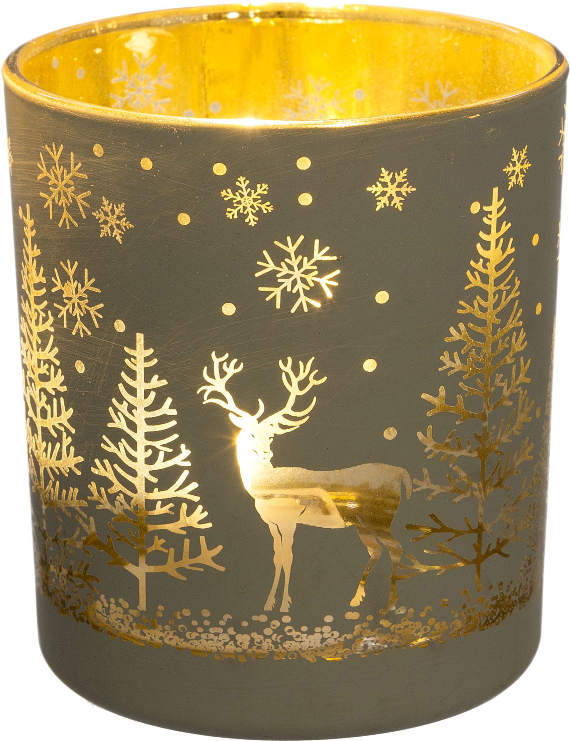 Creativ deco Teelichthalter "Weihnachtsdeko", (4 St.), mit goldfarbener Innenseite von Creativ Deco