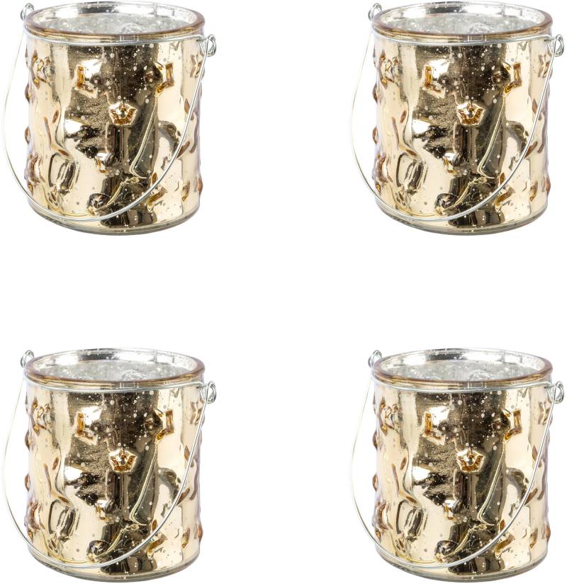 Creativ deco Windlicht "Weihnachtsdeko" Glas mit Stern-Struktur von Creativ Deco