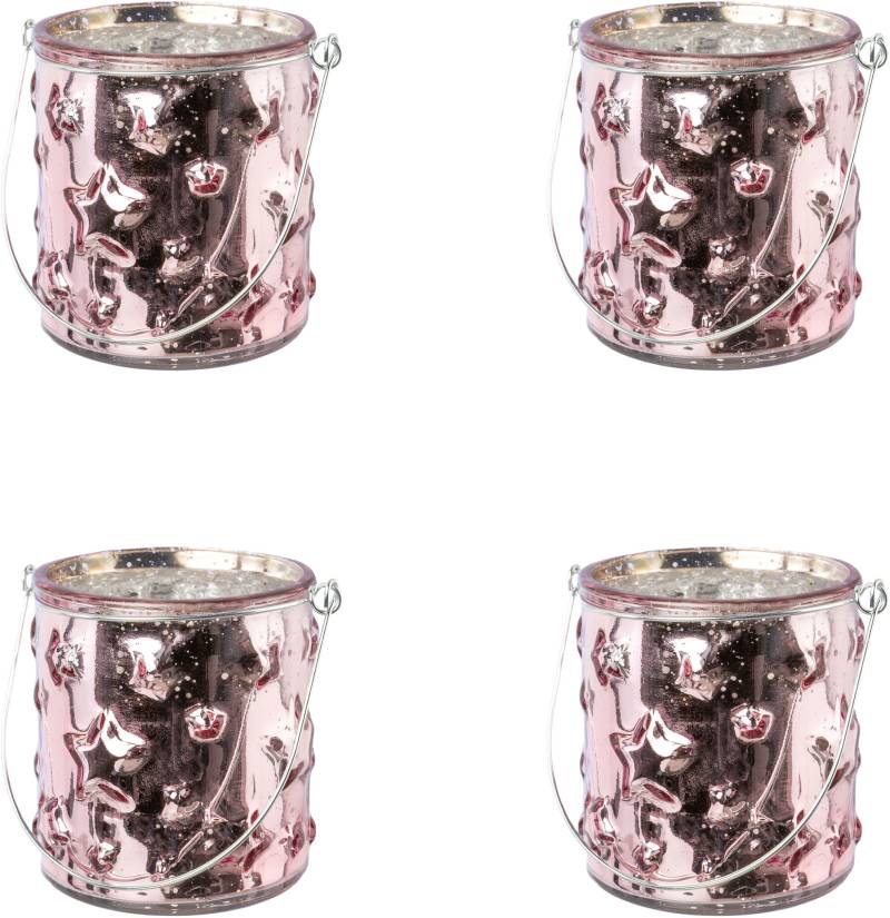 Creativ deco Windlicht "Weihnachtsdeko", (4 St.), Glas mit Stern-Struktur von Creativ Deco