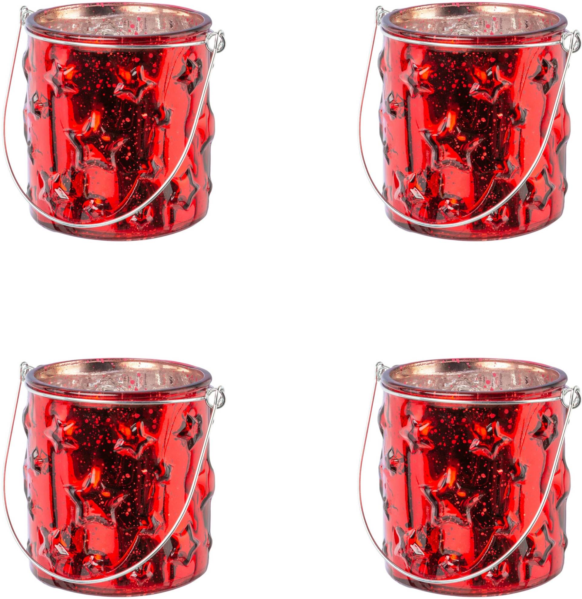 Creativ deco Windlicht "Weihnachtsdeko", (4 St.), Glas mit Stern-Struktur von Creativ Deco