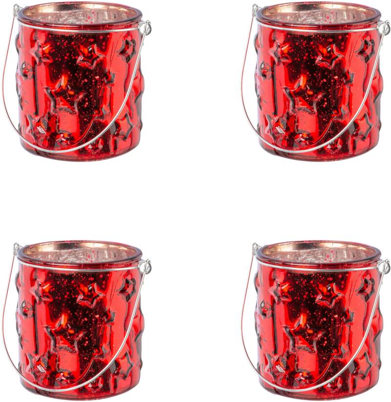 Creativ deco Windlicht "Weihnachtsdeko", (4 St.), Glas mit Stern-Struktur von Creativ Deco