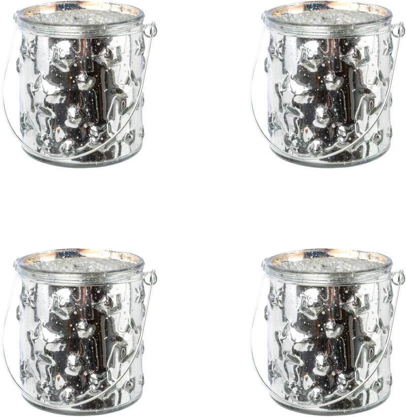 Creativ deco Windlicht "Weihnachtsdeko", (4 St.), Glas mit Stern-Struktur von Creativ Deco