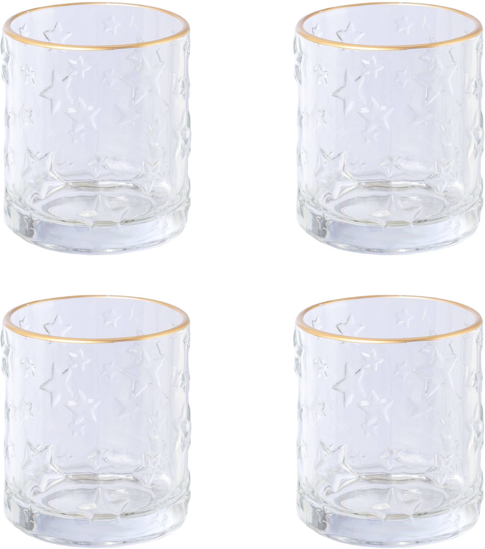 Creativ deco Windlicht "Weihnachtsdeko", (4 St.), klares Glas mit Stern-Struktur von Creativ Deco