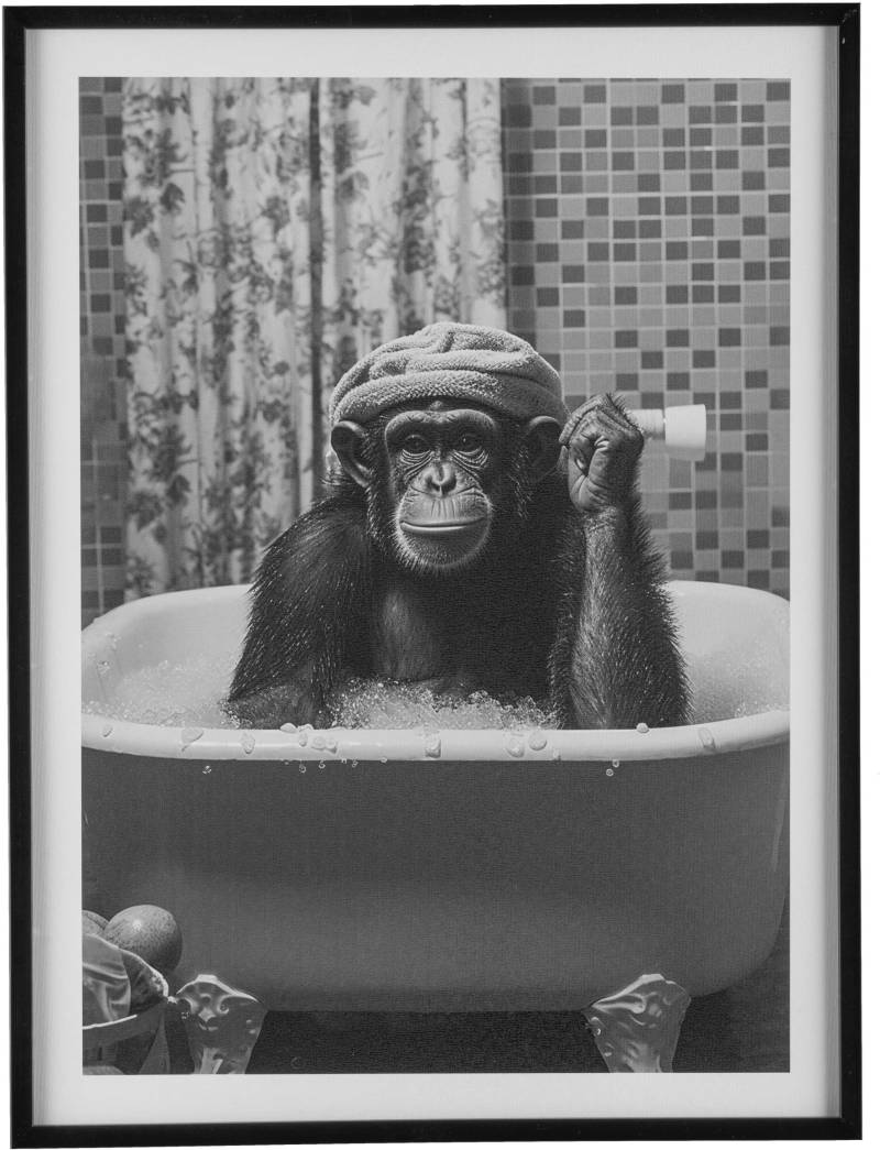 Creativ home Bild mit Rahmen "Leinwandbild Affe in Badewanne" 1 Stk. tlg. mit Rahmen von Creativ Home