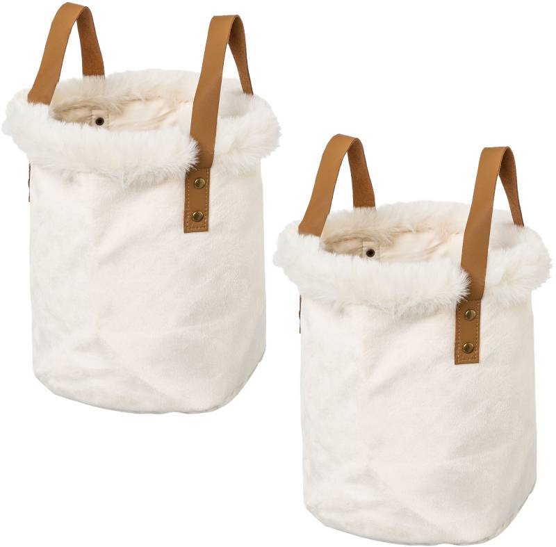 Creativ home Organizer "Weihnachtsdeko" mit Kunstfellrand und Henkel, Höhe 20 cm, auch als Übertopf geeignet von Creativ Home