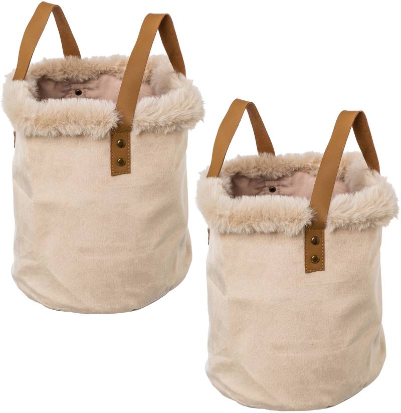 Creativ home Organizer "Weihnachtsdeko" mit Kunstfellrand und Henkel, Höhe 20 cm, auch als Übertopf geeignet von Creativ Home