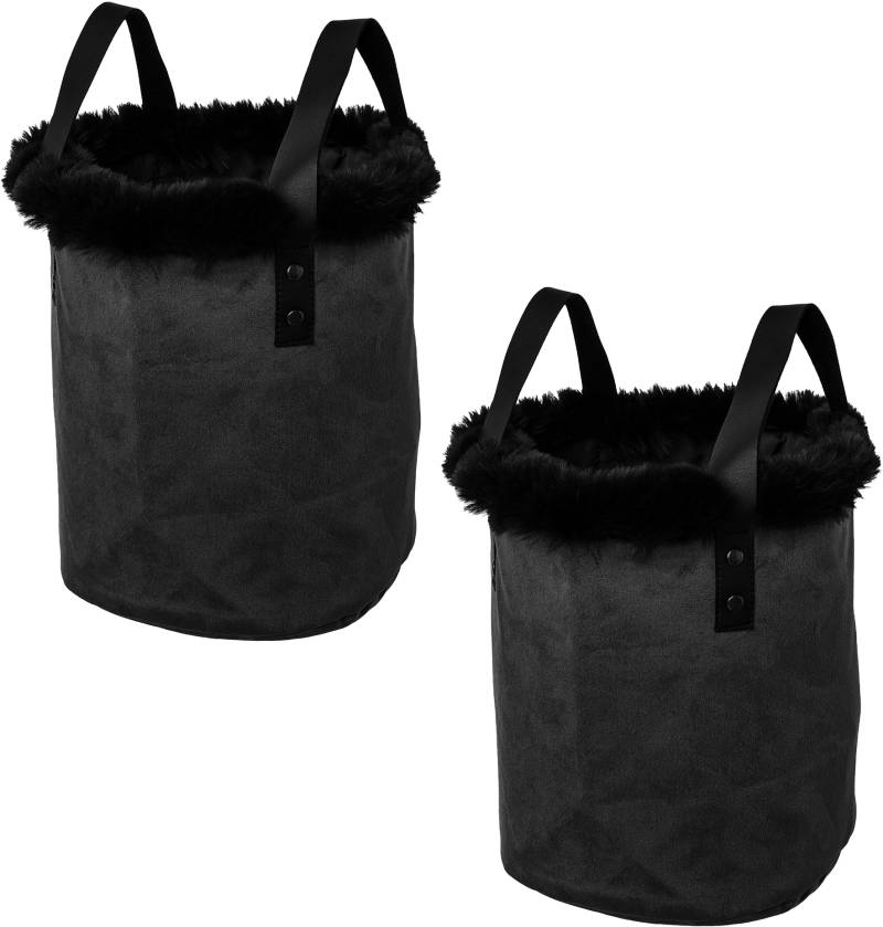 Creativ home Organizer "Weihnachtsdeko" mit Kunstfellrand und Henkel, Höhe 20 cm, auch als Übertopf geeignet von Creativ Home