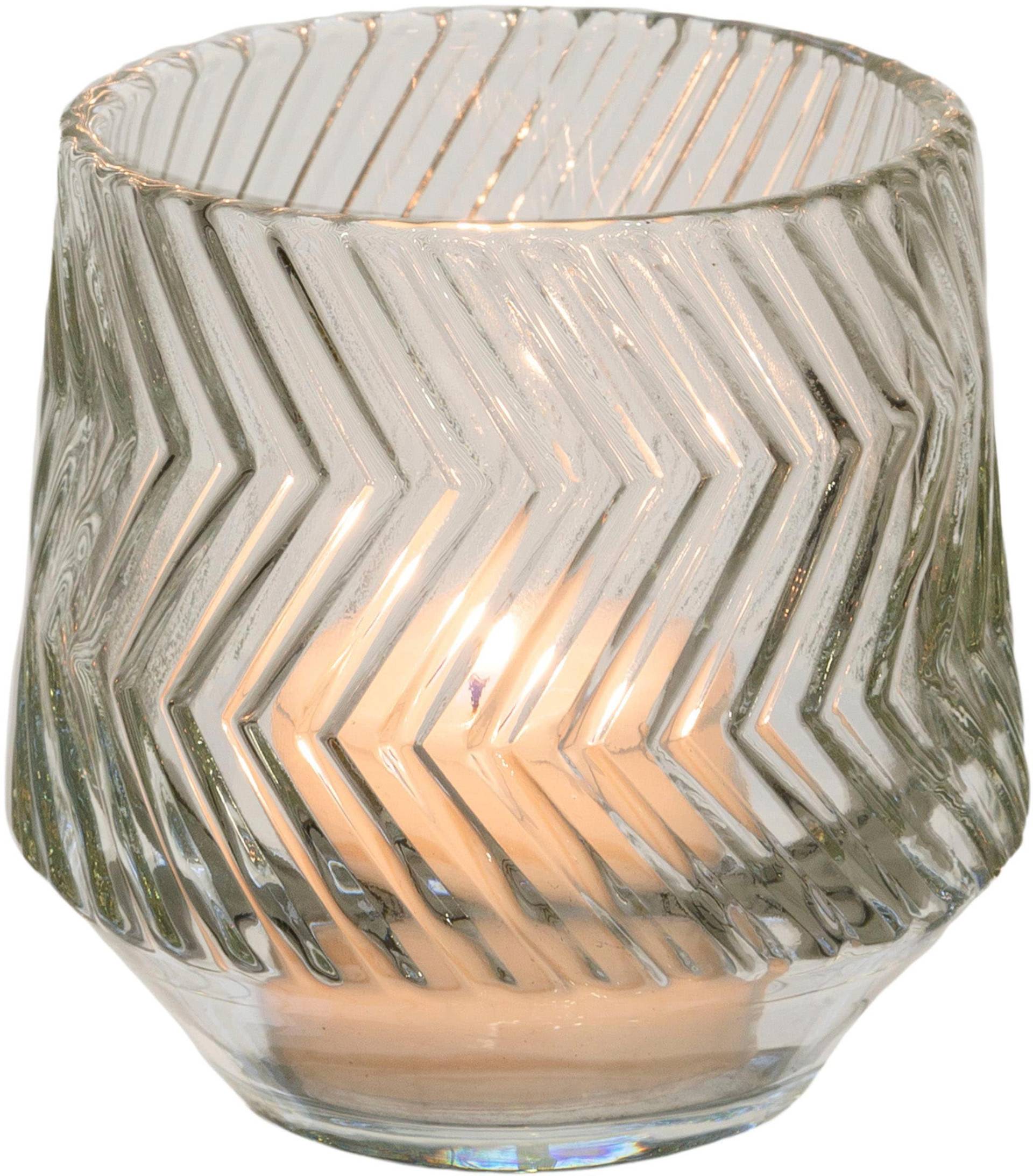 Creativ home Windlicht "Kerzenhalter Relief", (Set, 5 St.), Teelichthalter aus Glas, mit geschliffener Oberfläche von Creativ Home