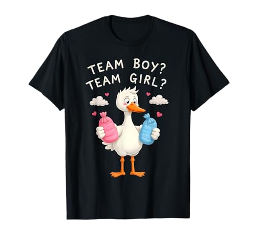 Team Boy or Team Girl Storch Gender Reveal Celebration T-Shirt von Creative Celebrations for Expecting Parents and