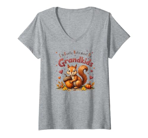Damen Niedliches Eichhörnchen-Design, lustiger Oma-Stil T-Shirt mit V-Ausschnitt Damen Niedliches Eichhörnchen-Design, lustiger Oma-Stil T-Shirt mit V-Ausschnitt von Creative Chaos Designs for Grandmas