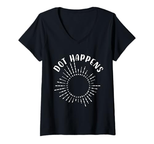 Damen Dot Happens Morsecode-Design T-Shirt mit V-Ausschnitt Damen Dot Happens Morsecode-Design T-Shirt mit V-Ausschnitt von Creative Dot Designs