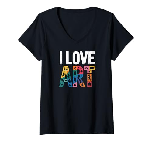 Damen Ich Liebe den Ausdruck eines Kunstliebhabers T-Shirt mit V-Ausschnitt Damen Ich Liebe den Ausdruck eines Kunstliebhabers T-Shirt mit V-Ausschnitt von Creative Expression Art Appreciation