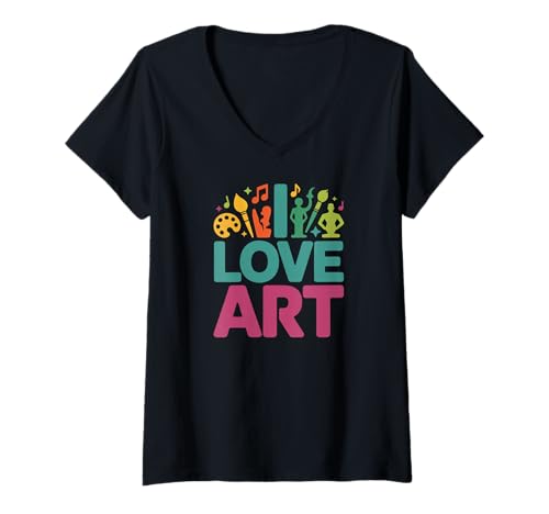 Damen I Love Art Buntes künstlerisches Leidenschaftsdesign T-Shirt mit V-Ausschnitt Damen I Love Art Buntes künstlerisches Leidenschaftsdesign T-Shirt mit V-Ausschnitt von Creative Expression Colorful Passion for Art