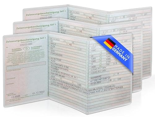 3er Set Fahrzeugschein Hülle für KFZ Schein | 3-teilige transparente und passgenaue Hülle für Fahrzeugschein | Fahrzeugschein Mappe | Führerschein Hülle | Hülle Fahrzeugschein | Made in Germany von Creative Fox