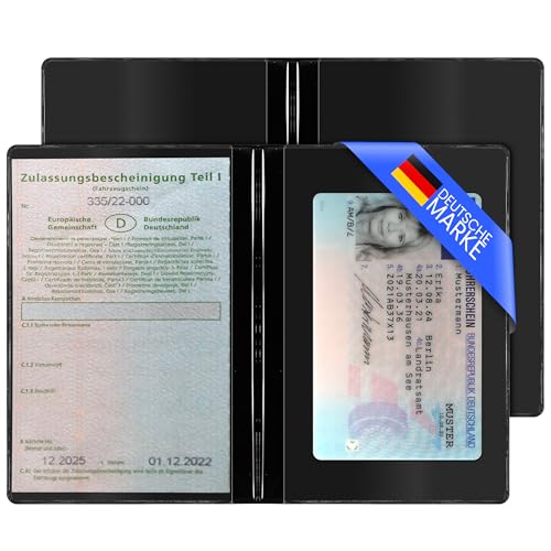 2er Set Fahrzeugschein Hülle PVC für KFZ Schein 2 Fächer | passgenaue Hülle für Fahrzeugschein | Fahrzeugschein Mappe | Führerschein Hülle | Hülle Fahrzeugschein (schwarz) von Creative Fox