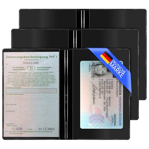 Creative Fox 3er Set Fahrzeugschein Hülle PVC für KFZ Schein 2 Fächer | passgenaue Hülle für Fahrzeugschein | Fahrzeugschein Mappe | Führerschein Hülle | Hülle Fahrzeugschein (schwarz) von Creative Fox