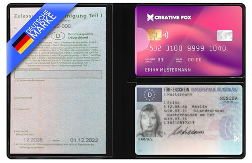 Creative Fox Fahrzeugschein Hülle mit praktischen 4 Fächern aus PVC – robuste Fahrzeugschein Mappe, praktische Zulassungsschein Hülle mit Platz für den Führerschein - Deutsche Marke von Creative Fox