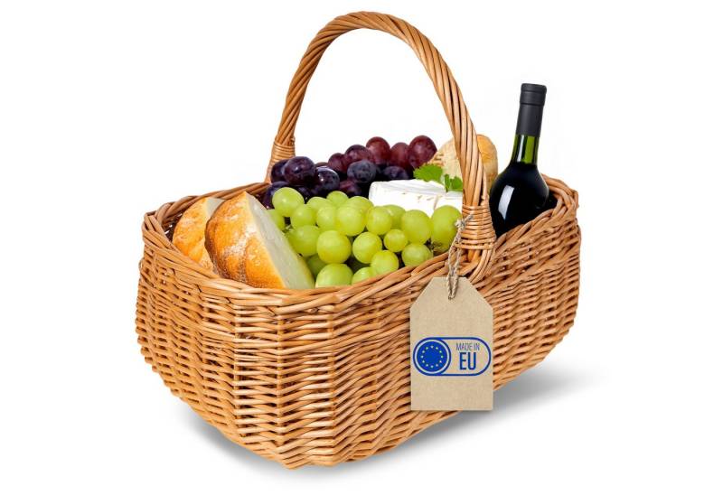 Creative Home Einkaufskorb Picknickkorb Weidenkorb mit Henkel Naturbraun Handgeflochten von Creative Home