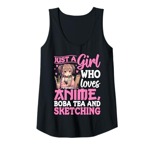 Damen Anime Boba Tea Skizzieren Mädchen Pastell Kunst Design Tank Top Damen Anime Boba Tea Skizzieren Mädchen Pastell Kunst Design Tank Top von Creative Kawaii Artist Wear