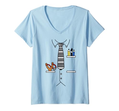 Damen Kreatives professionelles einfaches Kostüm für Halloween-Partys T-Shirt mit V-Ausschnitt Damen Kreatives professionelles einfaches Kostüm für Halloween-Partys T-Shirt mit V-Ausschnitt von Creative Office Worker Imaginative Costume Designs