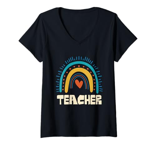 Damen Motivationsgrafik für Lehrer, Regenbogenherz T-Shirt mit V-Ausschnitt Damen Motivationsgrafik für Lehrer, Regenbogenherz T-Shirt mit V-Ausschnitt von Creative Rainbow Heart Teacher Inspo