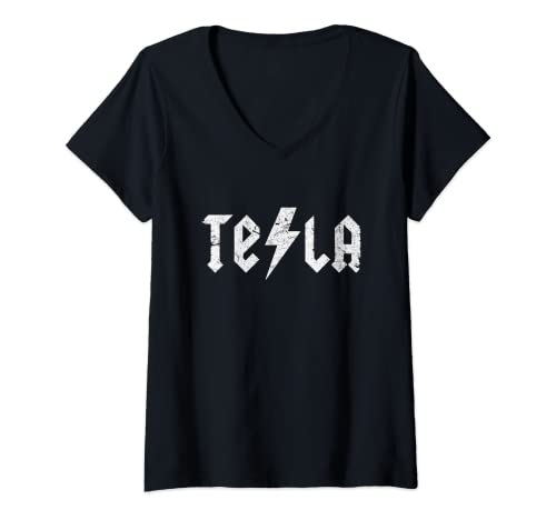 Damen Tesla Hemd Nikola Tesla Fantee STEM T-Shirt mit V-Ausschnitt Damen Tesla Hemd Nikola Tesla Fantee STEM T-Shirt mit V-Ausschnitt von Creative Rhino Shirts