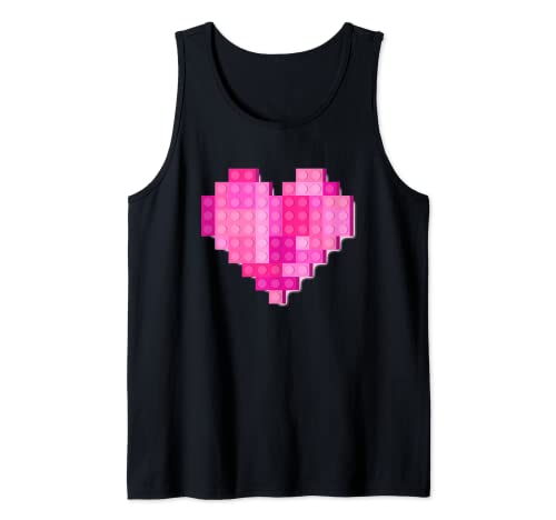 Brick Heart 8 Bit Style Pink Block Set Mädchen Brick Builder Tank Top von Creative Toys Brick Builders Brick Master Gifts