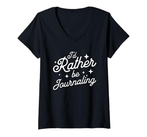 Damen Ich würde lieber Tagebuch schreiben Süß Lustig T-Shirt mit V-Ausschnitt von Creative Writing Scrapbook Co.
