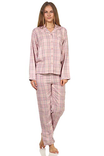 Damen Langarm Flanell Pyjama Schlafanzug kariert - 202 201 15 602, Farbe:rosa, Größe:40/42 von Creative by Normann