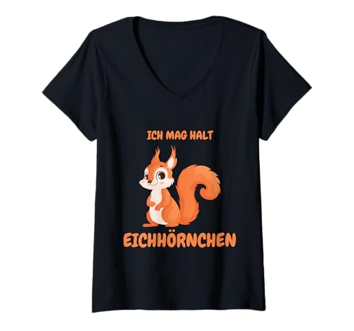 Damen Ich mag Halt Eichhörnchen - Lustiges Eichhörnchen T-Shirt mit V-Ausschnitt Damen Ich mag Halt Eichhörnchen - Lustiges Eichhörnchen T-Shirt mit V-Ausschnitt von Creative.Danimal