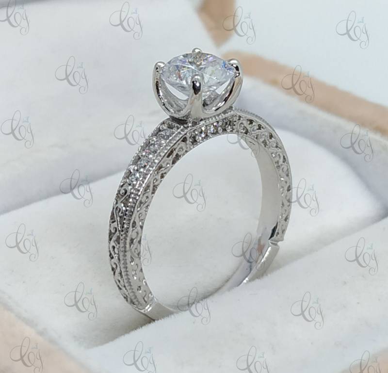 2.10 Ct Rundschliff Solitär Antik Art Deco Verlobungsring in Massivem 925 Sterling Silber Für Frauen Ehering von CreativeByChirag