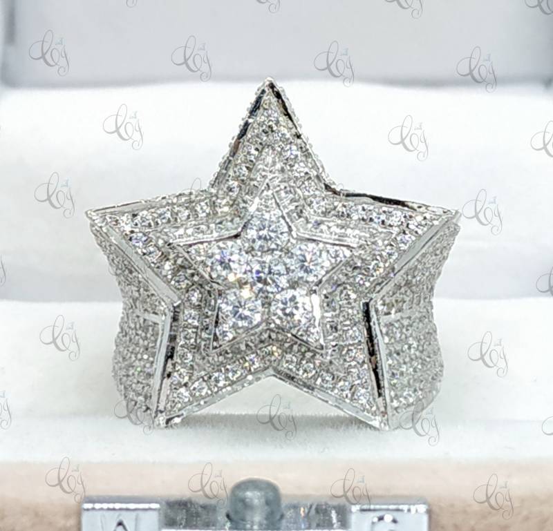 6.09 Ct Rundschliff Herren Star Pinky Band Ring Verlobung Jubiläumsring in Massivem 925 Sterling Silber Geschenk Für Ihn - Cocktail von CreativeByChirag