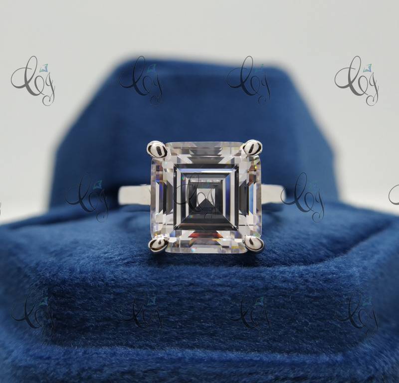 9.52 Ct Asscher Solitär Cocktailparty Ring - 12 X Mm Verlobungsring in 925 Sterling Silber Einzigartiges Geschenk Für Sie von CreativeByChirag