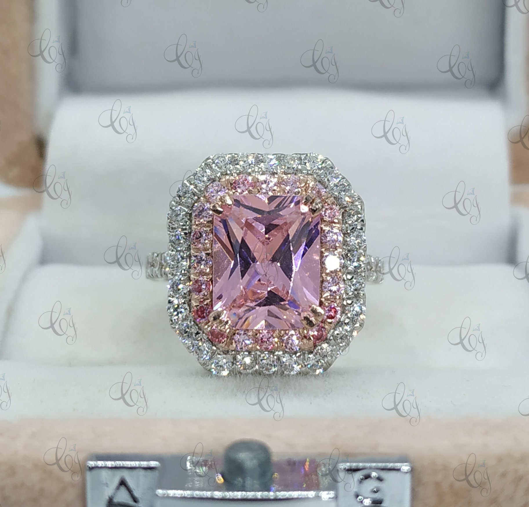 Doppelter Heiligenschein 2, 28 Ct Rosa Strahlend Geschnittener Verlobungsring Aus 925 Sterling Silber Für Frauen - Versprechensring Geformter von CreativeByChirag
