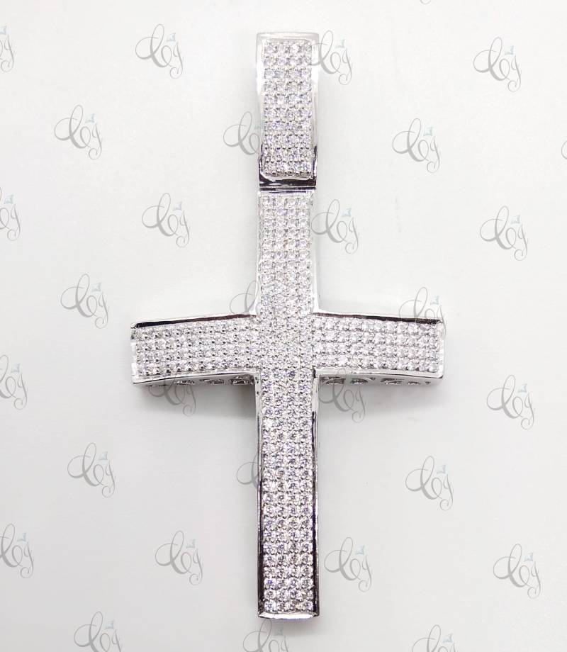 Jesus Kreuz Religiöser Kruzifix Charm Anhänger in Massivem 925 Sterling Silber Charm, 3.87 Ct Runder Brillantschliff von CreativeByChirag