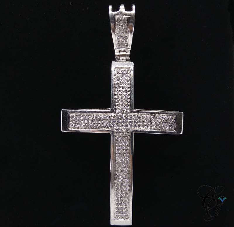 Jesus Kreuz Religiöser Kruzifix Charm Anhänger in Massivem 925 Sterling Silber Micro Pave 2.24Ct Rundschliff Aaa + Cz Anhänger, 2.23" Inches von CreativeByChirag