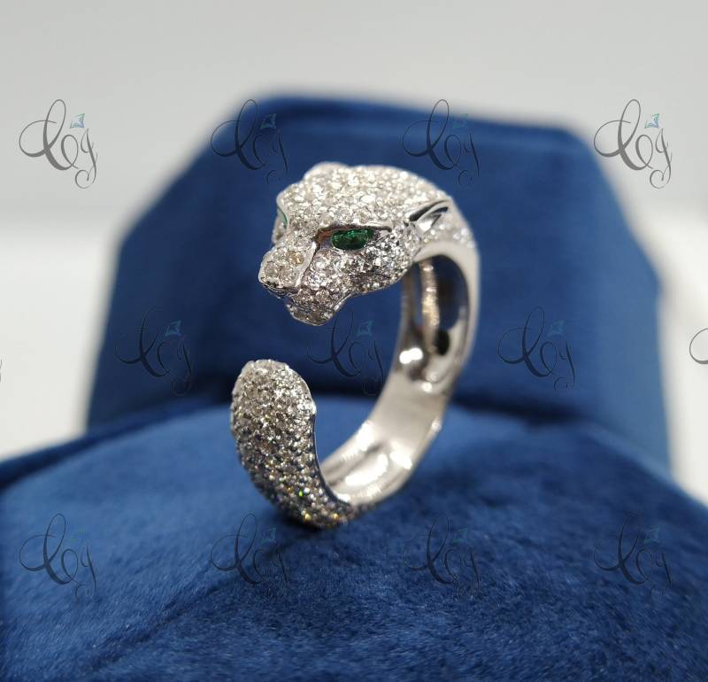 Neuer Panther Ring - 1, 83 Karat Weiß Rundschliff Verlobung Jubiläumsring in 925 Sterling Silber Geschenk Für Sie Ehering Damen von CreativeByChirag